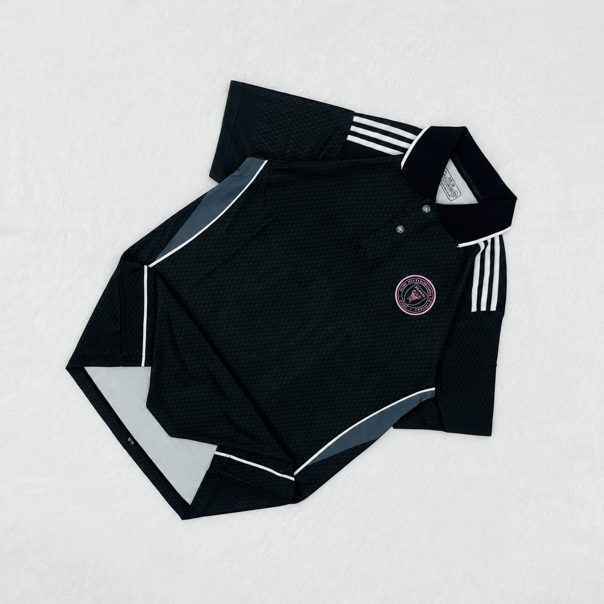 Inter Miami Polo Embroidery Messi Black addition Kit Premium Quality Half Sleeve