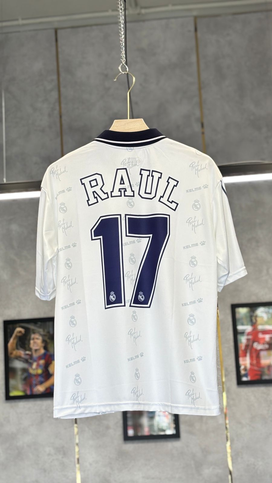REAL MADRID RAUL 1994-96 HOME KIT POLO PREMIUM EMBROIDERY FIVE SLEEV