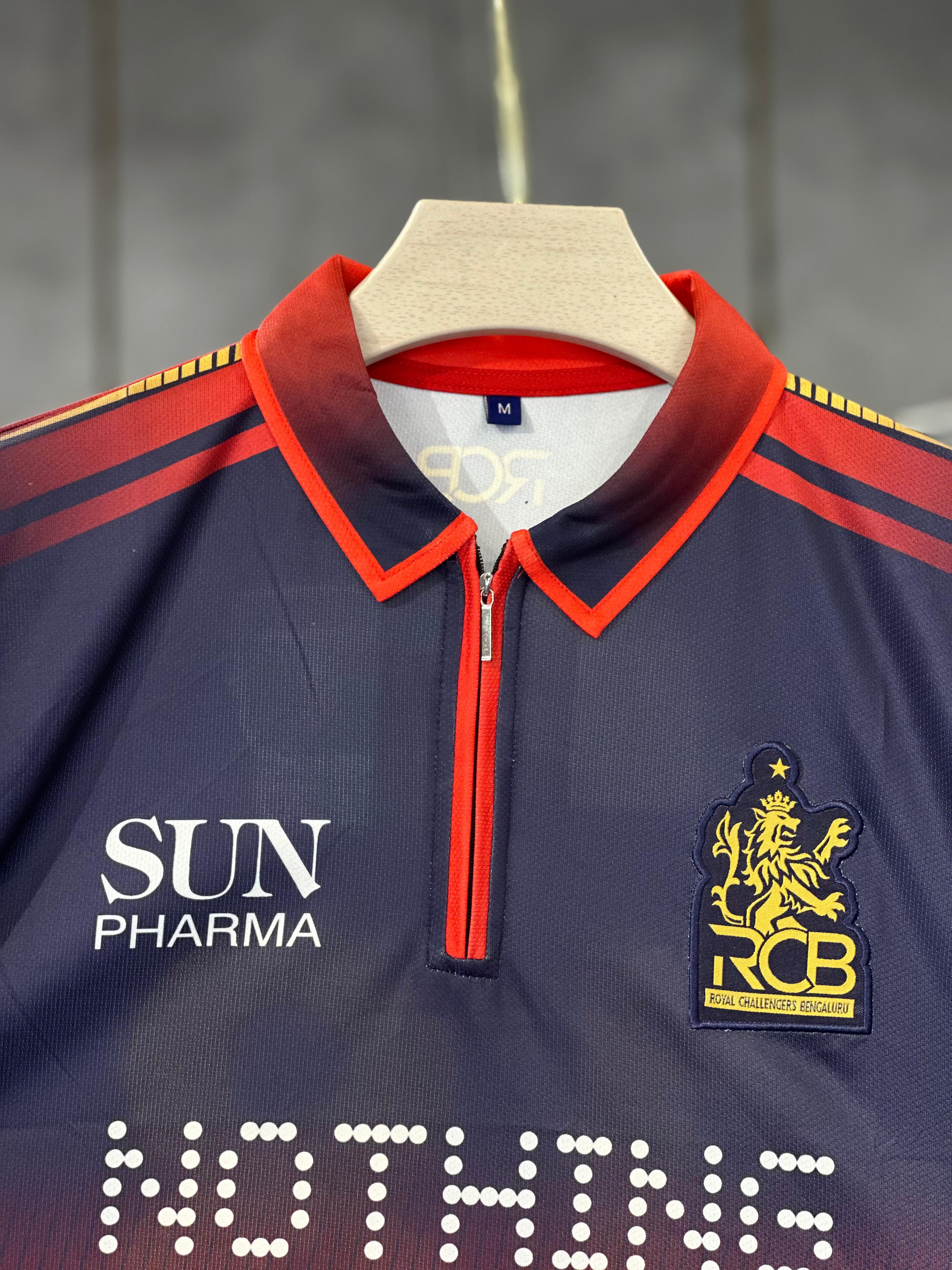 RCB VIRAT 2026 POLO ZIP EMBROIDERY NORMAL SLEEVE PREMIUM QUALITY HOME KIT