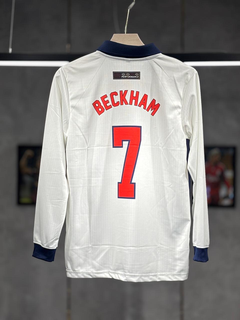 ENGLAND BECKHAM 1998  WORLD CUP HOME FULL SLEEV EMBROIDERY PREMIUM QUALITY KIT