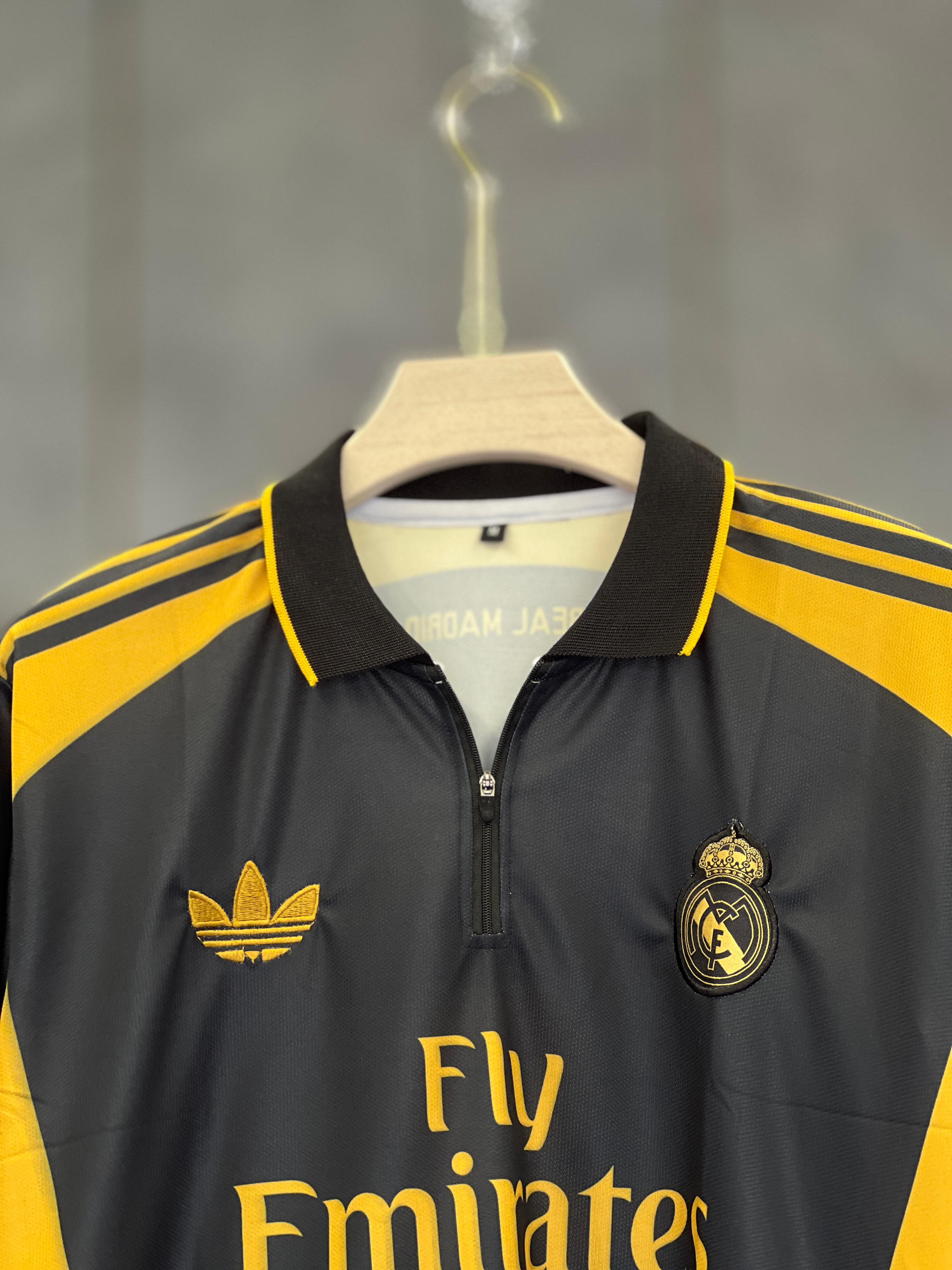 REAL MADRID 1999/2000 AWAY RETRO EMBROIDERY POLO FIVE SLEEVE ZIP