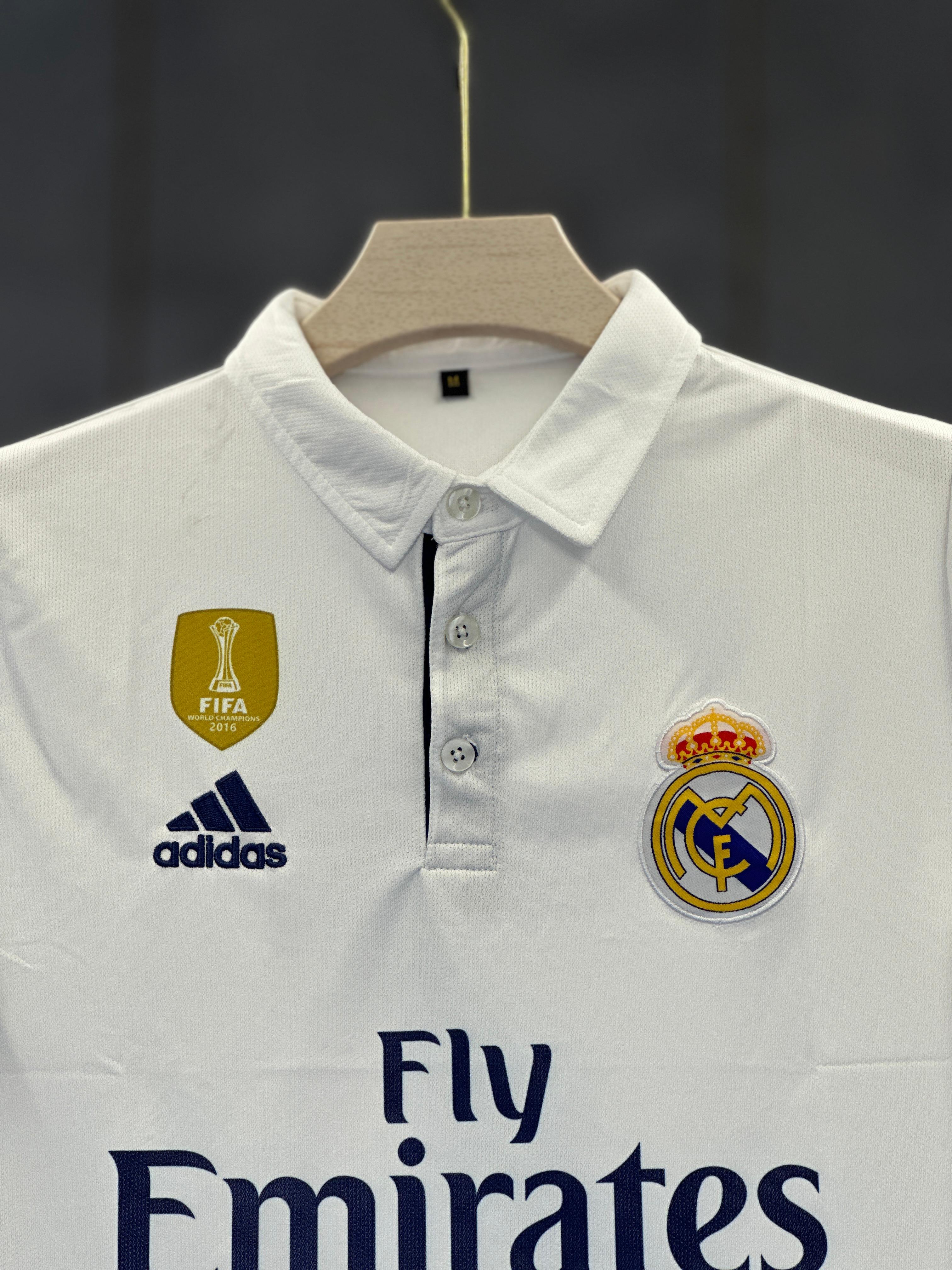 2016 REAL MADRID POLO RONALDO HOME HALF SLEEVE EMBROIDERY PREMIUM QUALITY KIT
