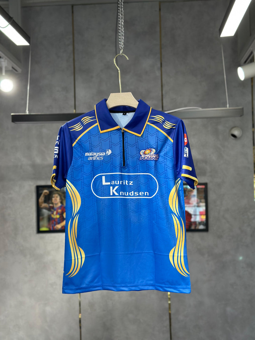 MUMBAI INDIAN'S HARDIK 2026 HOME KIT POLO ZIP PREMIUM QUALITY EMBROIDERY NORMAL SLEEV KIT