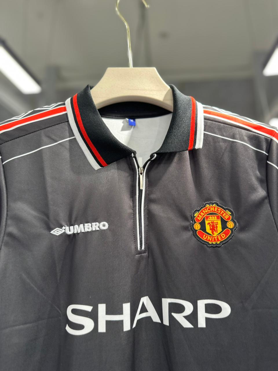 MANCHESTER UNITED BECKHAM 1998/99 RETRO AWAY POLO EMBROIDERY PREMIUM QUALITY KIT