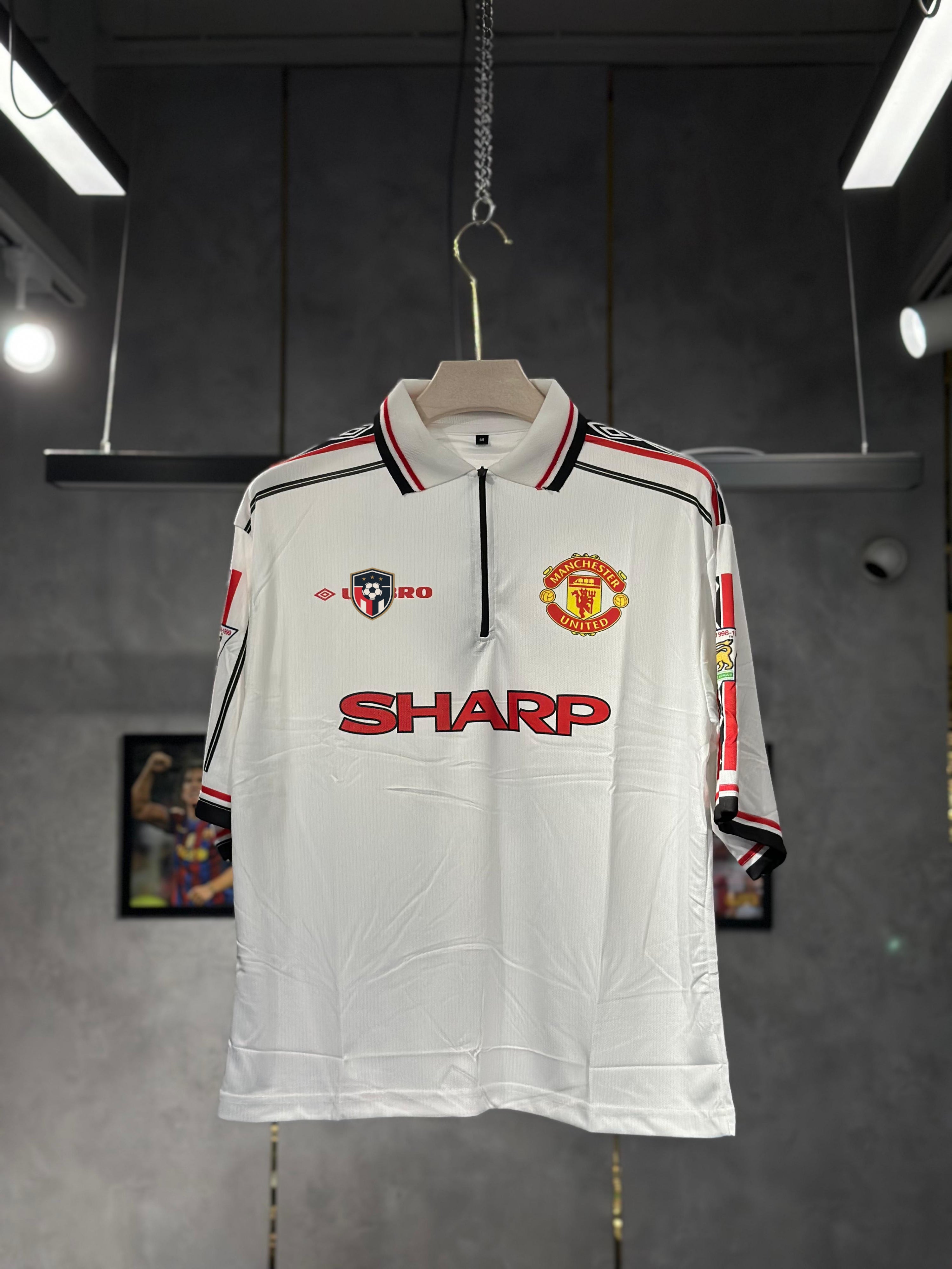 MANCHESTER UNITED BECKHAM 1998/99 POLO FIVE SLEEVE ZIP PREMIUM QUALITY KIT