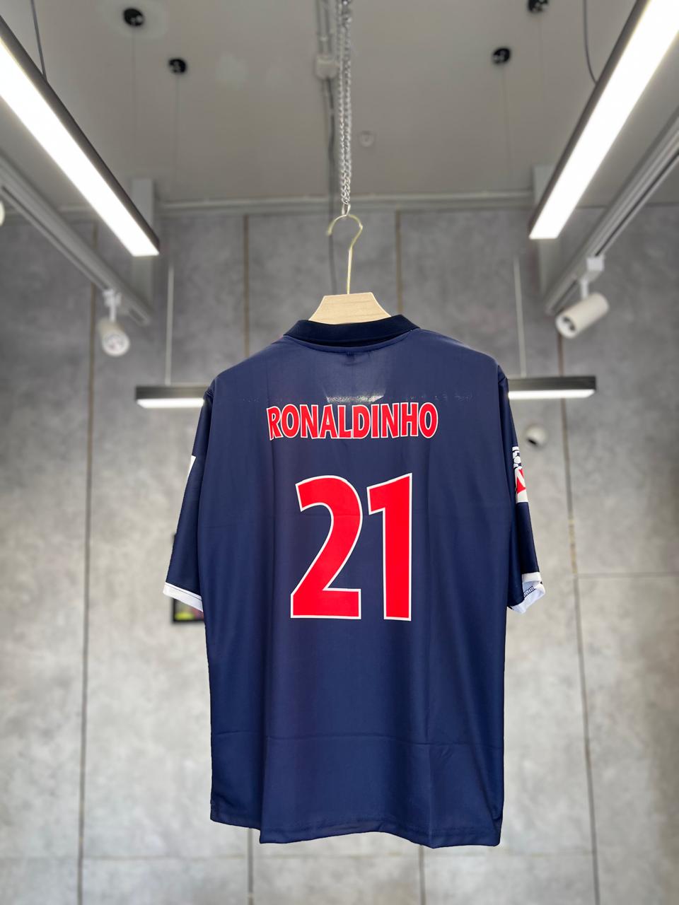 PARIS SAINT-GERMAN (PSG) 2001-2002 POLO FIVE SLEEVE EMBROIDERY RONALDHINO