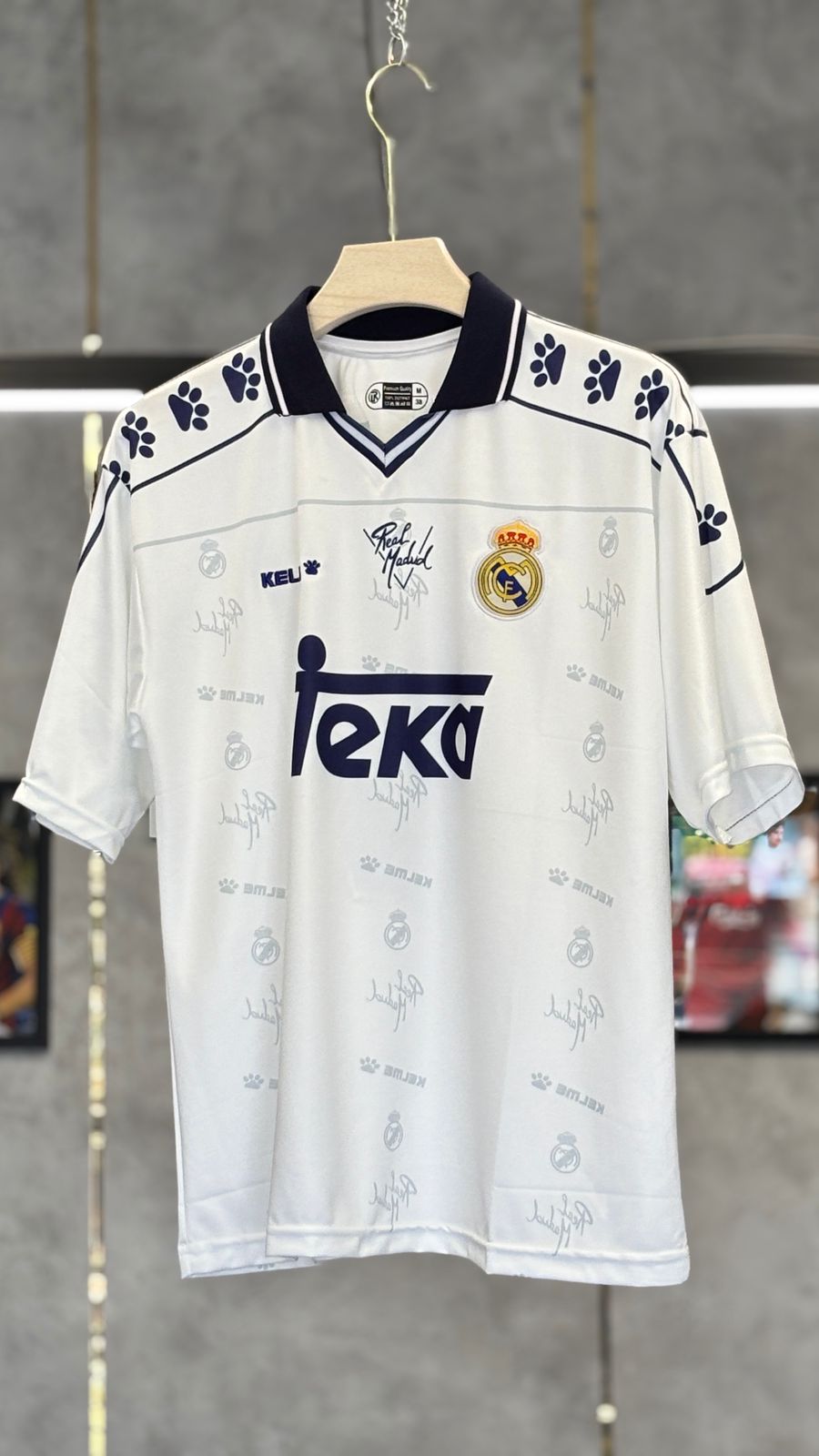 REAL MADRID RAUL 1994-96 HOME KIT POLO PREMIUM EMBROIDERY FIVE SLEEV