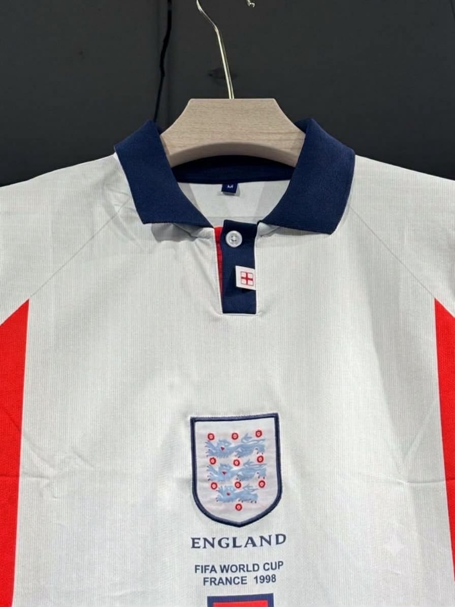 ENGLAND BECKHAM 1998  WORLD CUP HOME FULL SLEEV EMBROIDERY PREMIUM QUALITY KIT