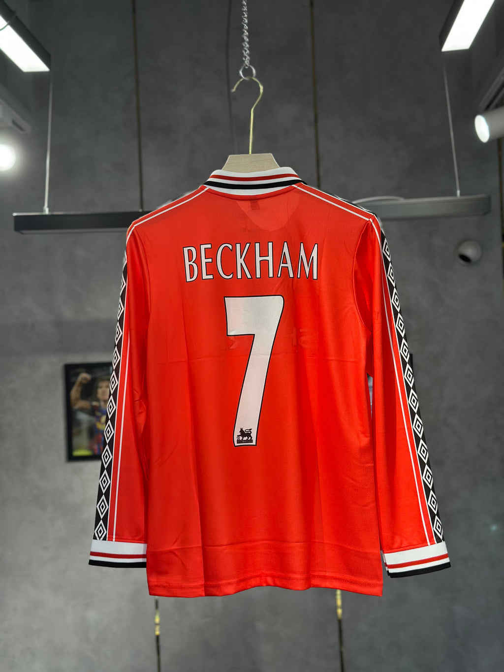 MANCHESTER UNITED BECKHAM 1998/99 HOME RETRO POLO FULL SLEEV EMBROIDERY PREMIUM QUALITY