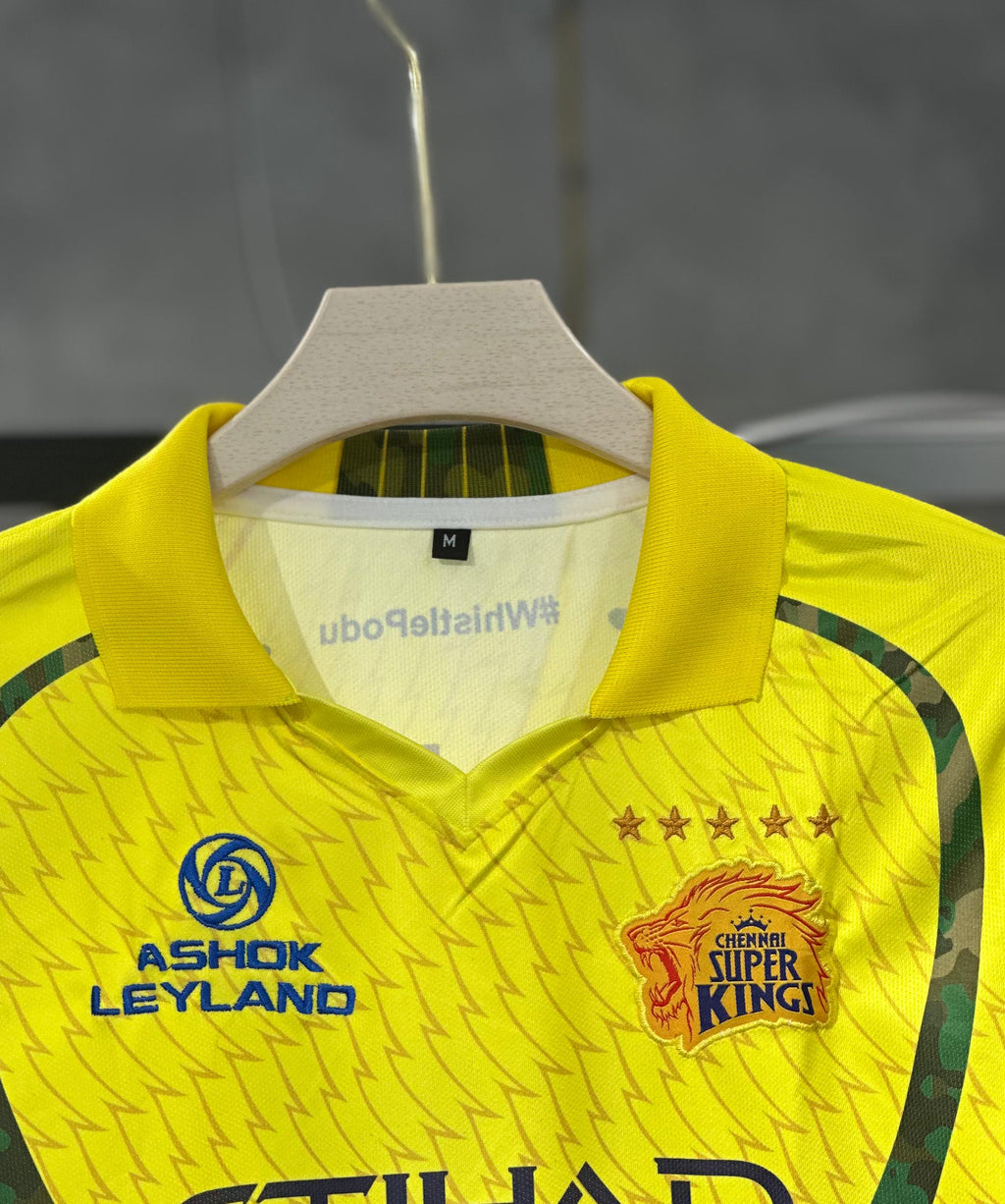 CSK IPL 2026 DHONI FULL SLEEVE POLO EMBROIDERY PREMIUM QUALITY KIT