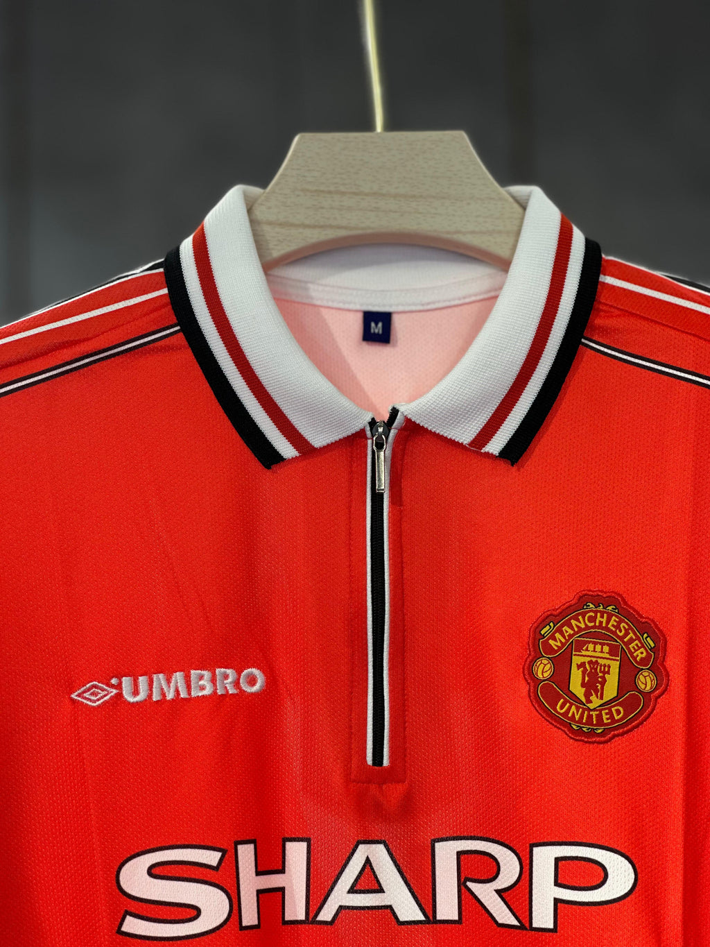 MANCHESTER UNITED BECKHAM 1998/99 HOME RETRO POLO FULL SLEEV EMBROIDERY PREMIUM QUALITY