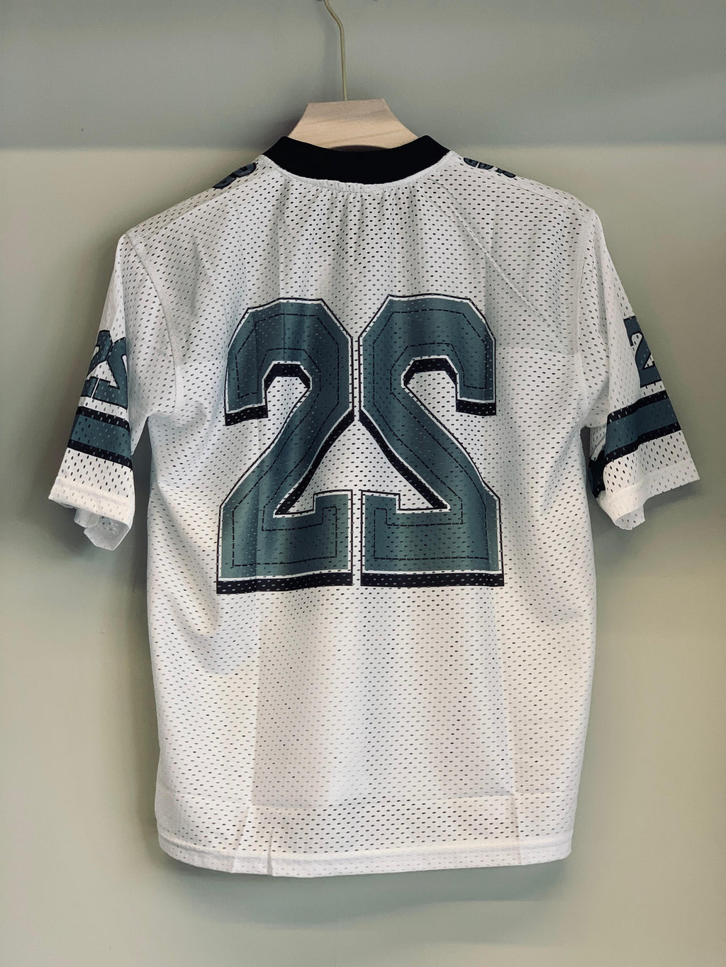 MESH FIVE SLEEVE V NECK