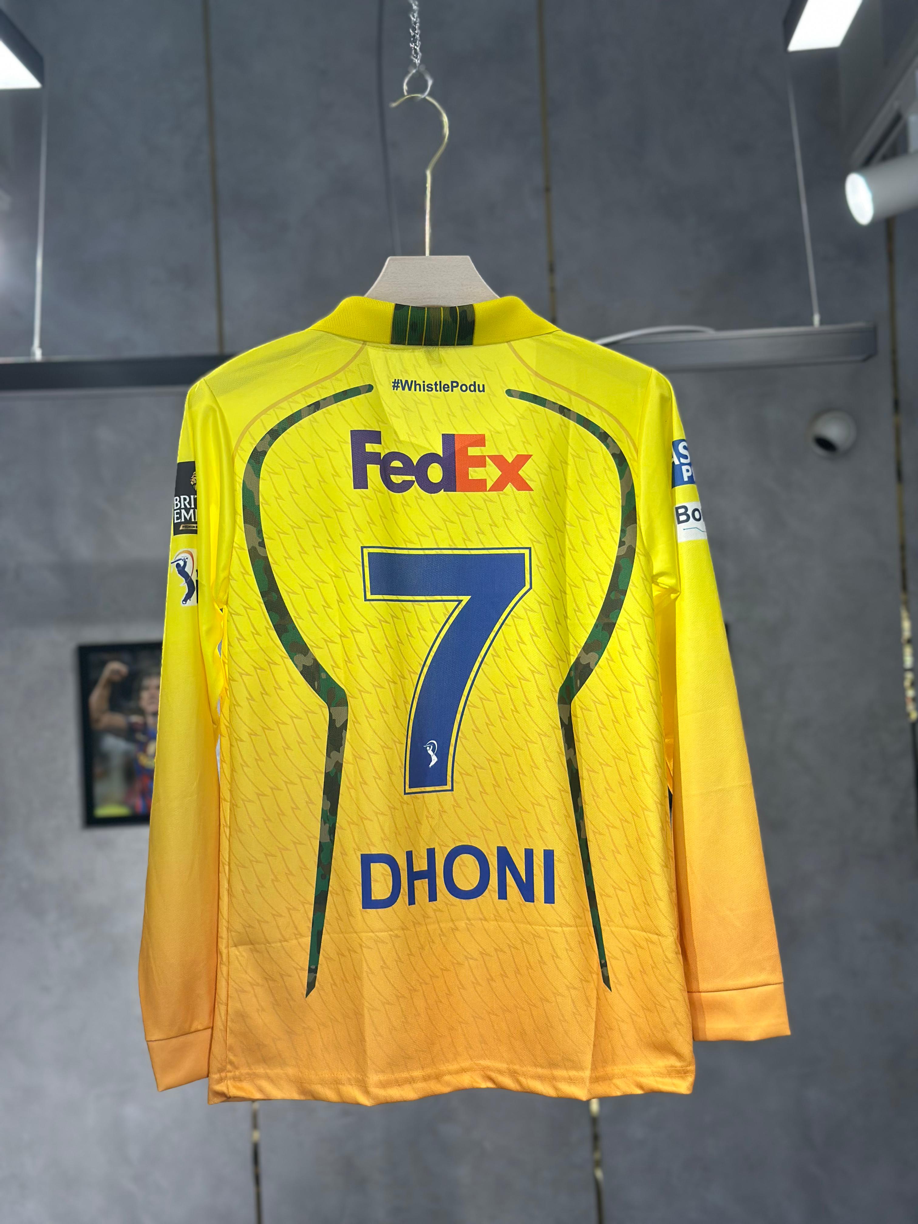 CSK IPL 2026 DHONI FULL SLEEVE POLO EMBROIDERY PREMIUM QUALITY KIT