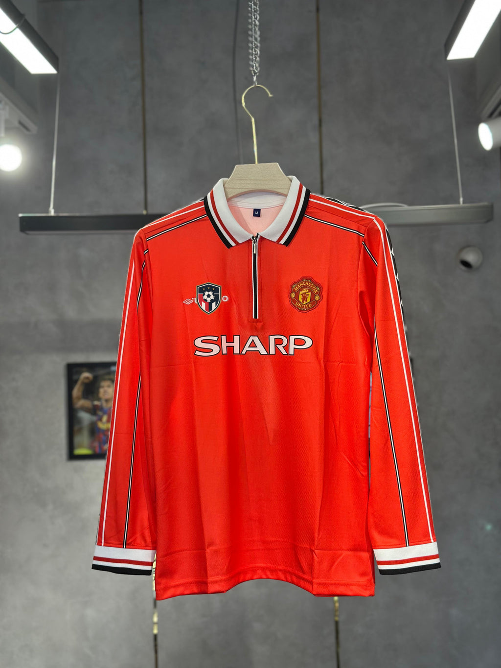 MANCHESTER UNITED BECKHAM 1998/99 HOME RETRO POLO FULL SLEEV EMBROIDERY PREMIUM QUALITY