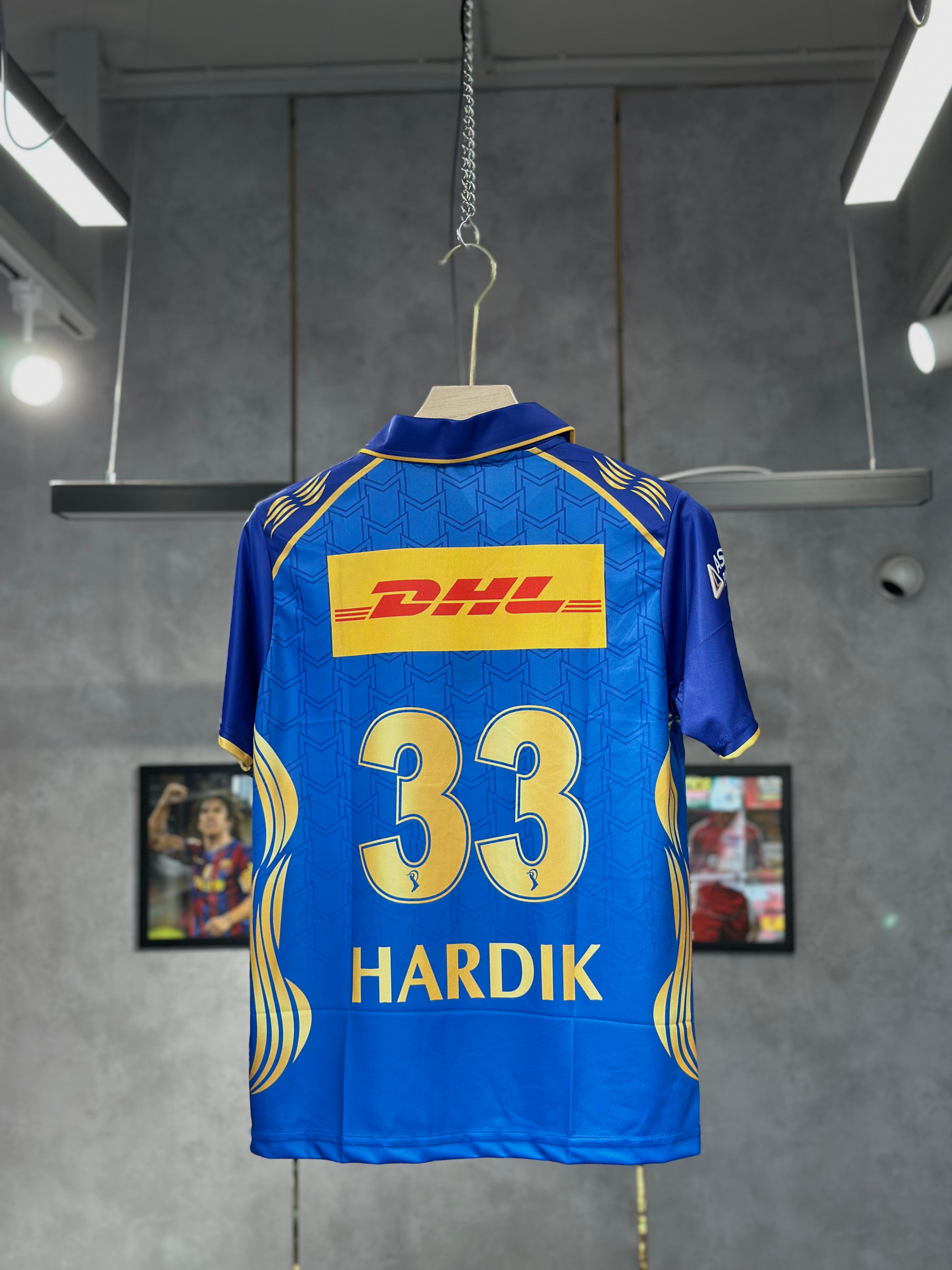 MUMBAI INDIAN'S HARDIK 2026 HOME KIT POLO ZIP PREMIUM QUALITY EMBROIDERY NORMAL SLEEV KIT