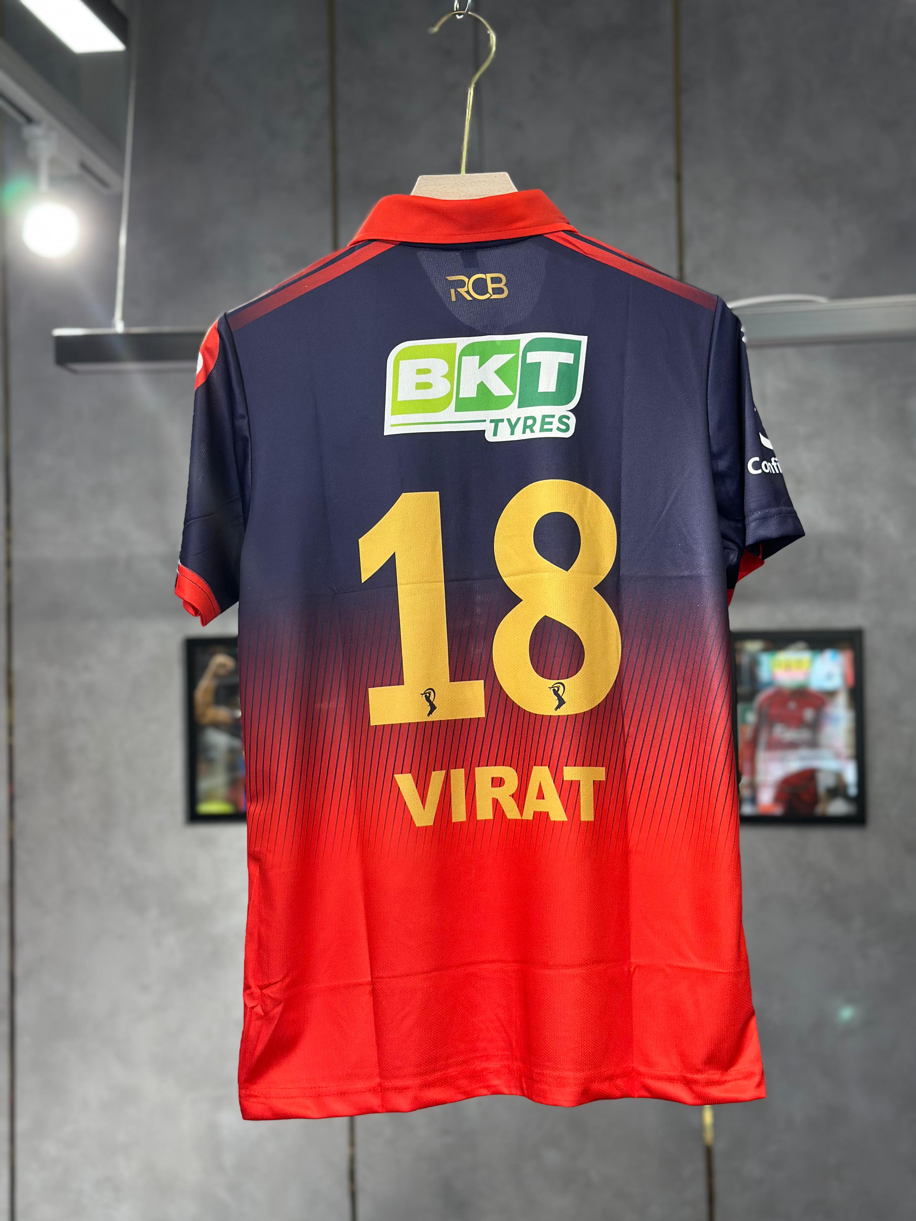 RCB VIRAT 2026 POLO ZIP EMBROIDERY NORMAL SLEEVE PREMIUM QUALITY HOME KIT