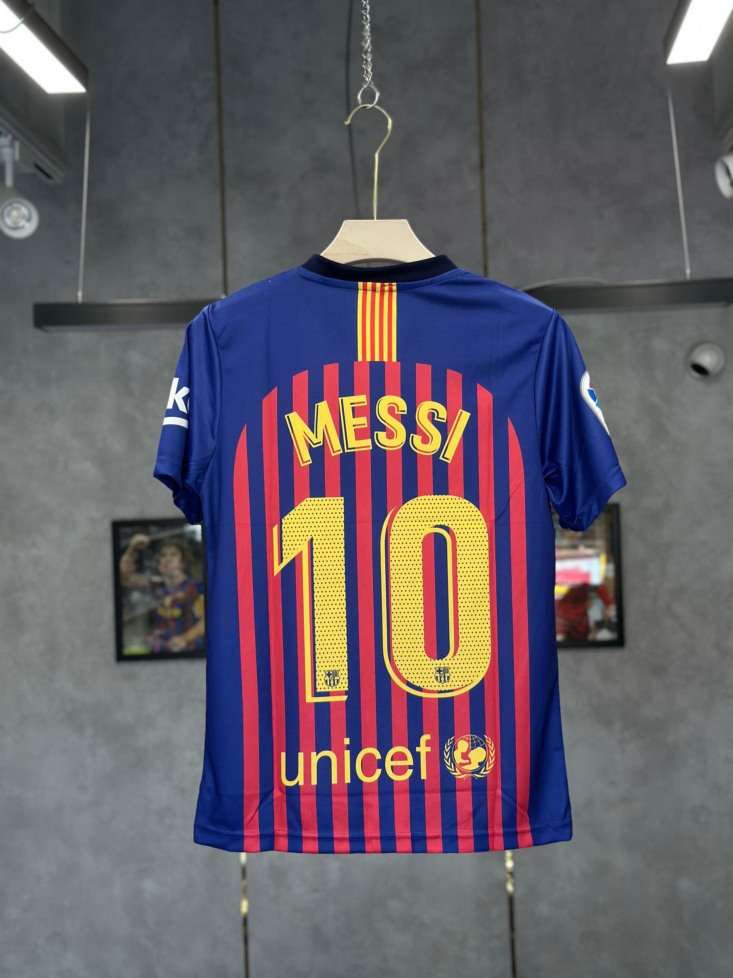 BARCALONA 2018/19 MESSI PIPE NECK EMBROIDERY NORMAL SLEEVE PREMIUM QUALITY HOME KIT