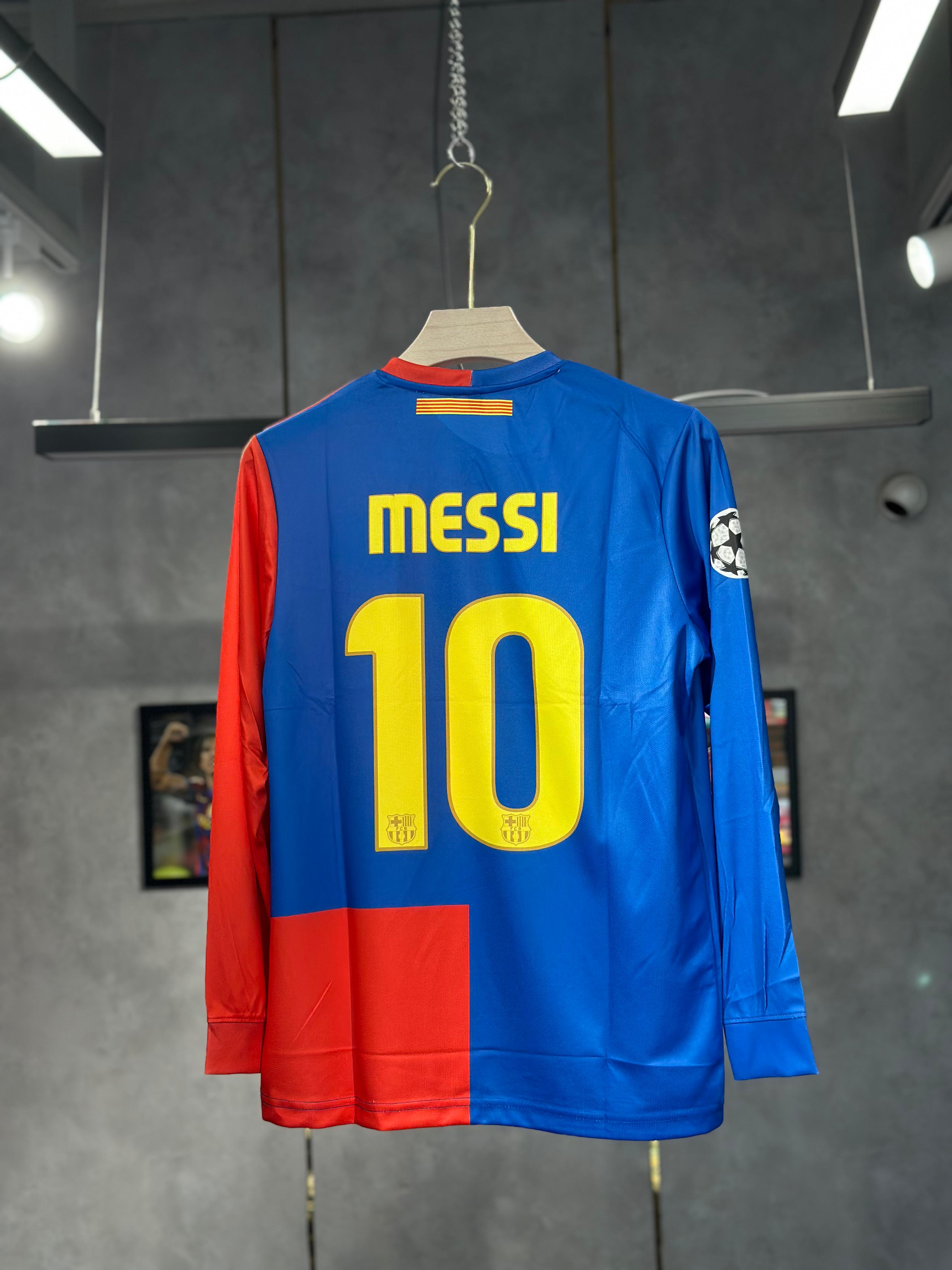 FC BARCELONA MESSI 2008/09 HOME KIT FULL SLEEV EMBROIDERY PREMIUM QUALITY KIT